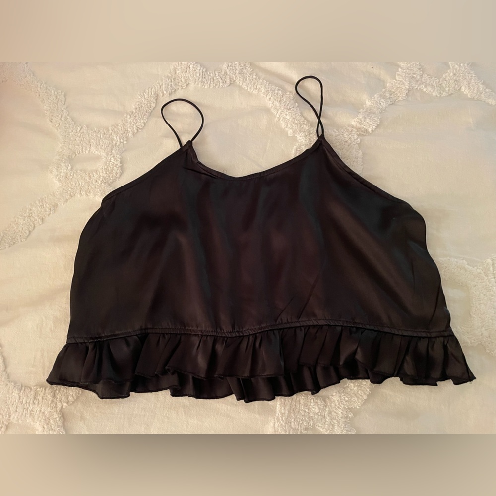 Boohoo Ruffled, Spaghetti Strap Crop Top